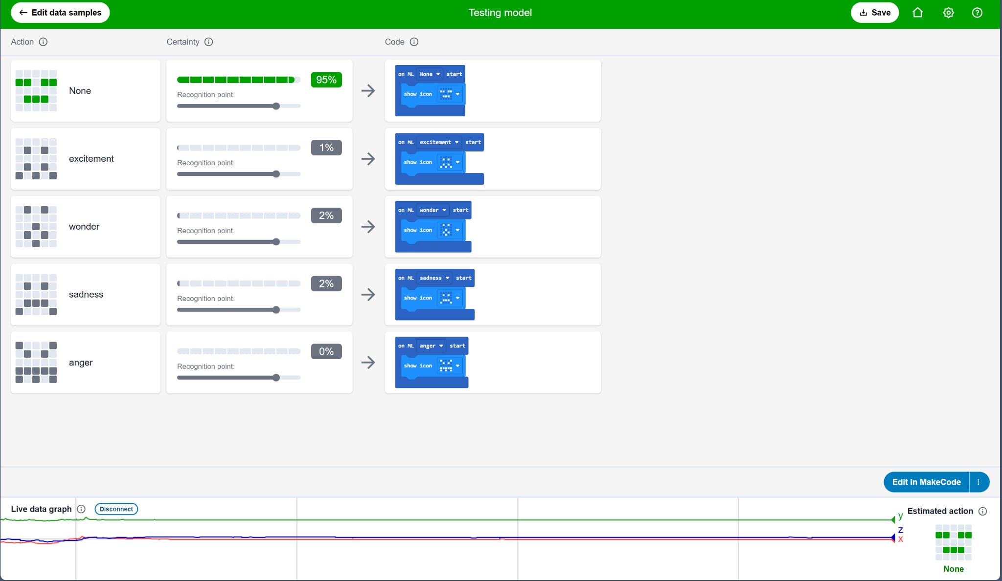 Micro:bit programming interface for the robotic puppet