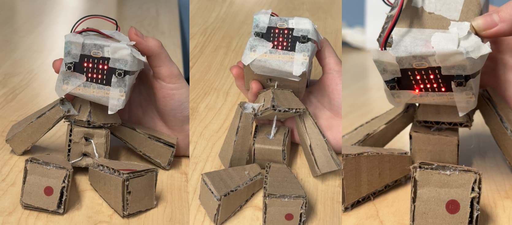 Cardboard robotic puppet built with Micro:bit